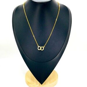 💙💚 Gold Interlocking Circles Necklace | Crystal Accent